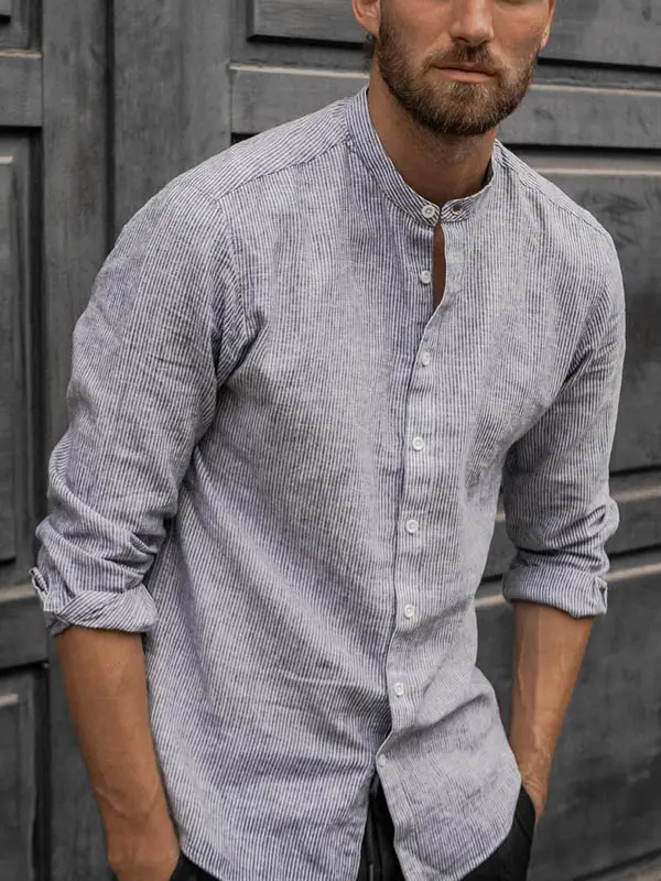 Mens Casual Cotton And Linen Shirts - Spiretime.com 