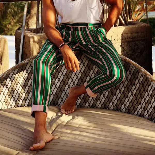 Hawaiian Striped Holiday Trousers - Menilyshop.com 