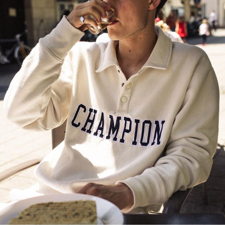 

Champion Long Sleeve Lapel Sweatshirt