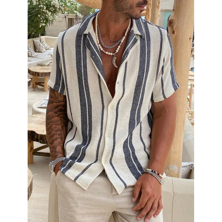 

Mens Vintage Holiday Stripe Print Casual Shirt