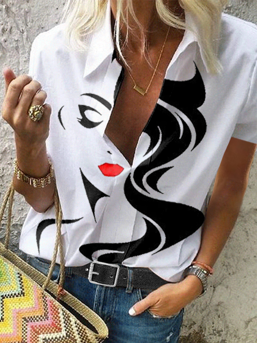 Women Fashion Art Print Blouse