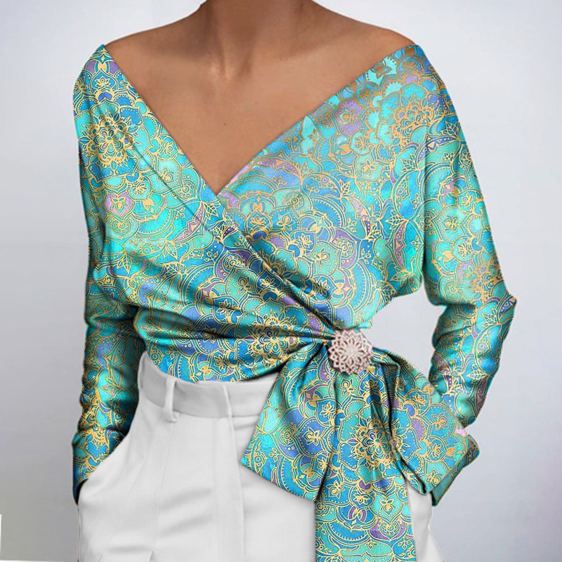 Fashion Solid Color Ruffle Blouse