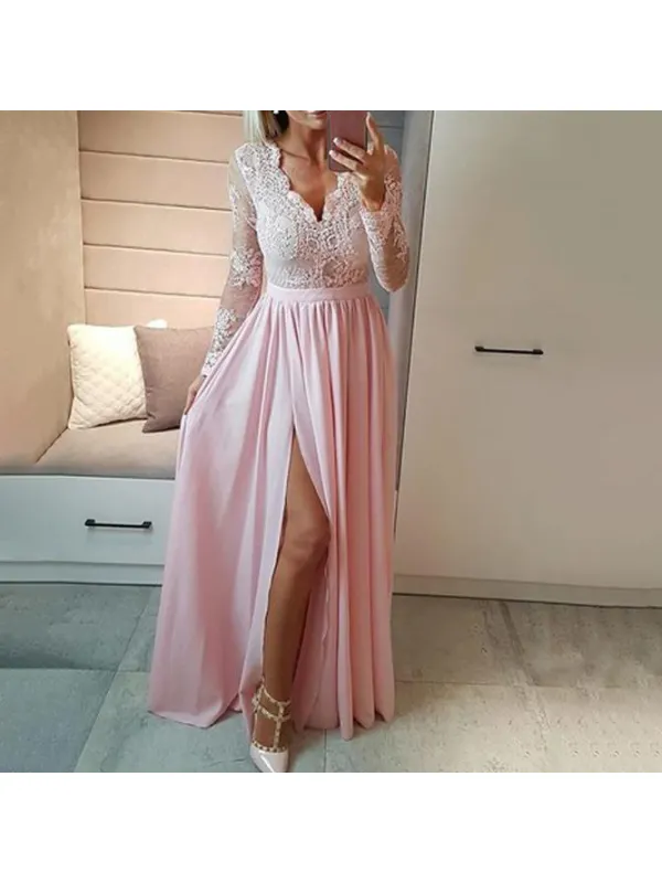 Fashion Lace Stitching Dress - Ininrubyclub.com 