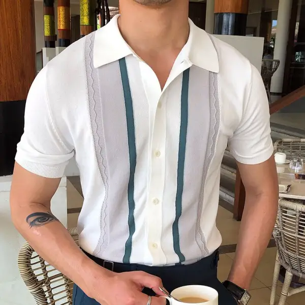 Gentleman Single-breasted Polo Shirt - Yiyistories.com 