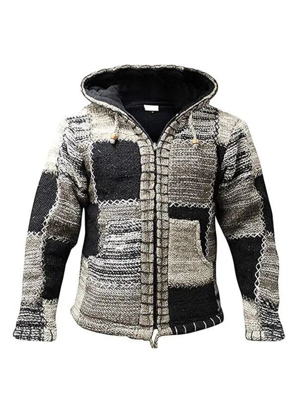 New Warm Hooded Jacket Knit Sweater Sweater Men - Spiretime.com 