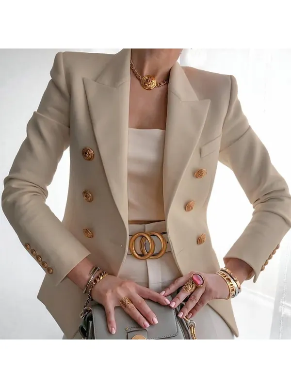 Fashion Solid Button Suit Jacket - Realyiyi.com 