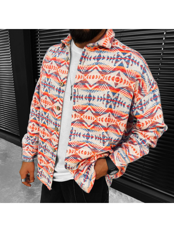 National Graphic Print Long-sleeved Shirt Jacket - Holawiki.com 