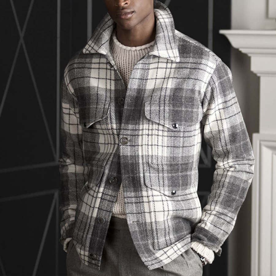 

Men's Fashion Retro Casual Plaid Jacket
