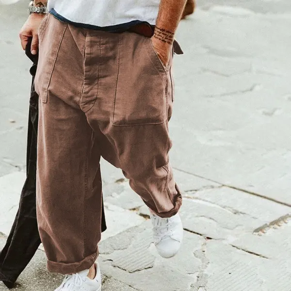 Casual Mens Solid Color Loose Trousers - Paleonice.com 
