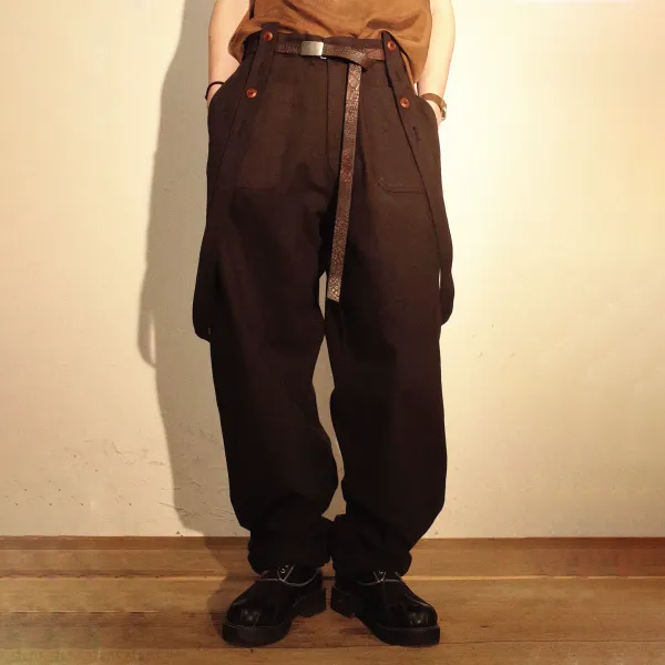 Retro Washed And Worn Detachable Strap Military Pants - Villagenice.com 