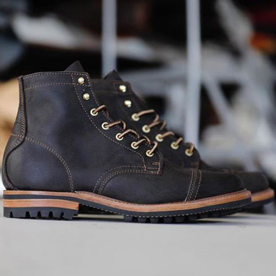 

Vintage Low Square Heel Square Toe Thin Strap Casual All-match Men's Boots