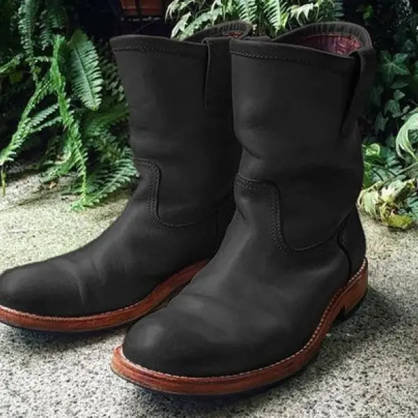 Western Vintage Square Head Soft Leather Boots - Sanhive.com 