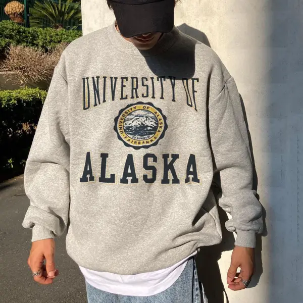 Sweat-shirt Universitaire Décontracté à Imprimé Alphabet Alaska Pour Hommes - Faciway.com 