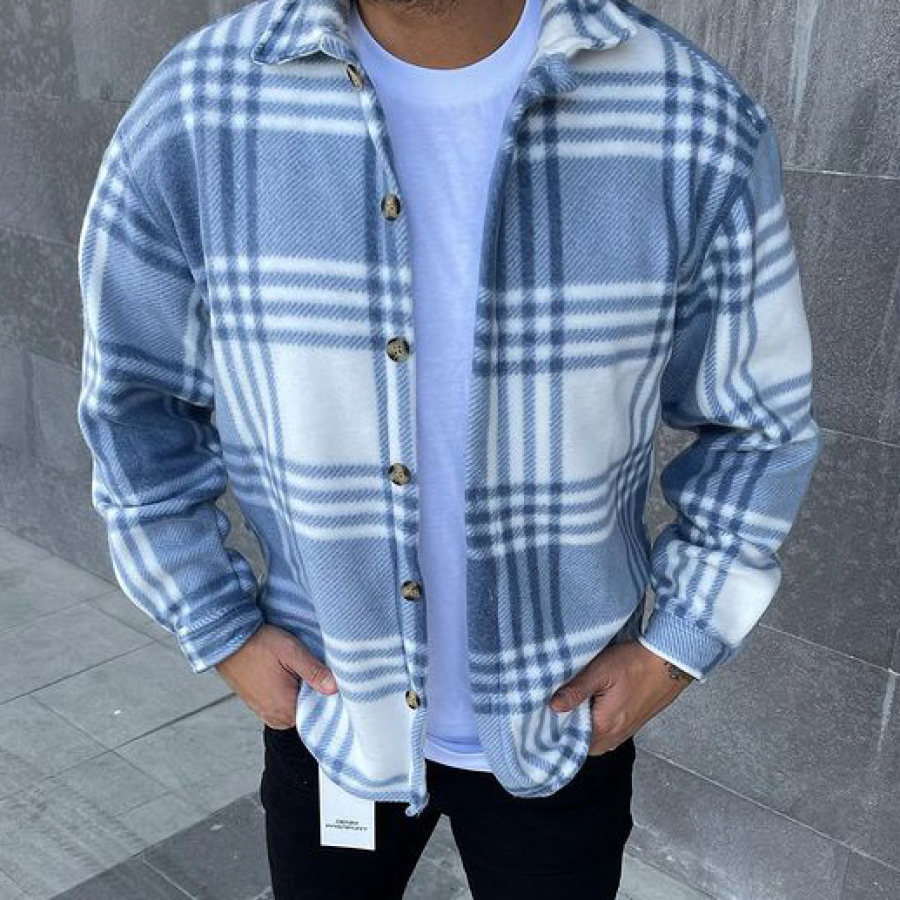 

Check Striped Textured Long Sleeve Shirt/Jacket