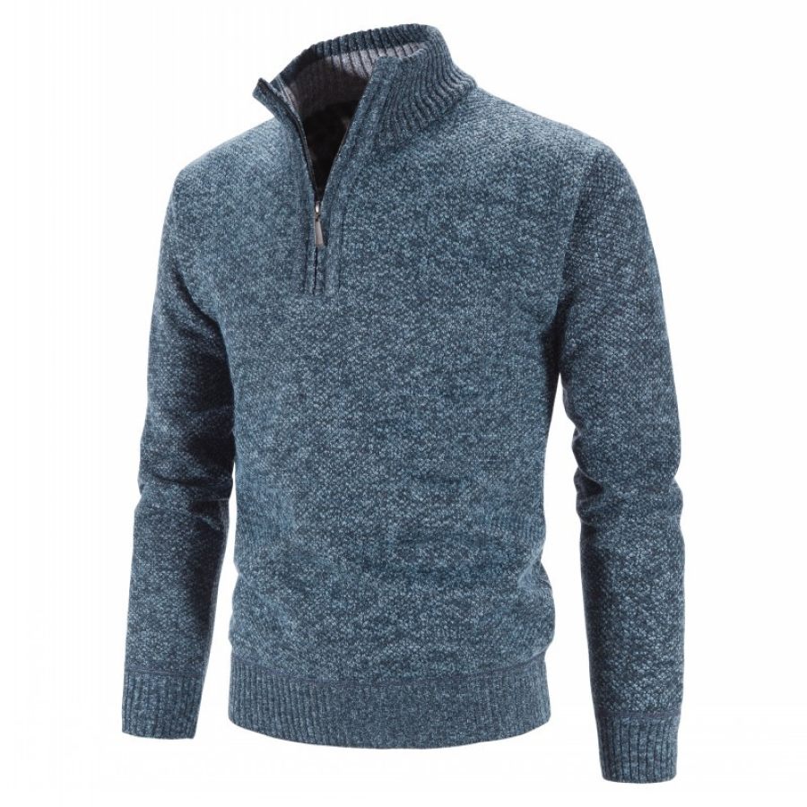 

Men's Plus Velvet Slim-fit Zipper Knitted Half Turtleneck Sweaters