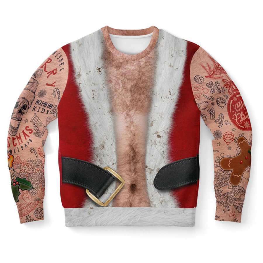 

Funny Tattoo Santa Printed Christmas Ugly Sweatshirt