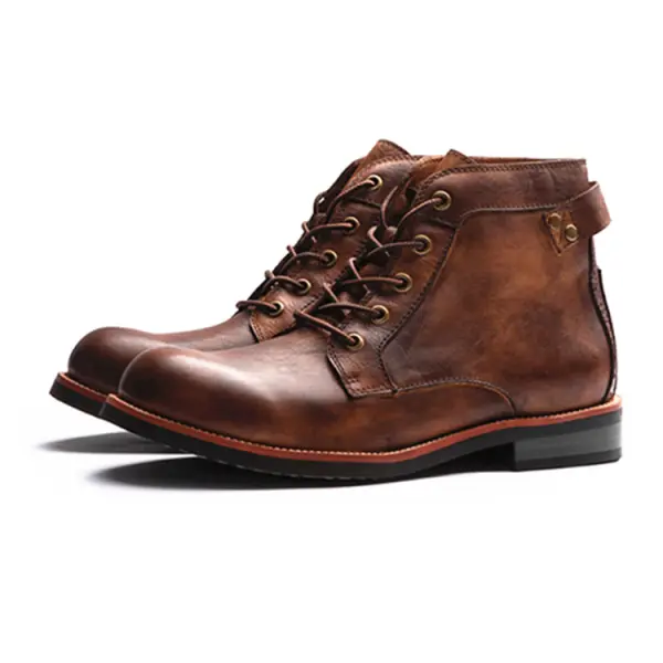 Men's Lace-up Retro Tooling Motorcycle Boots - Salolist.com 