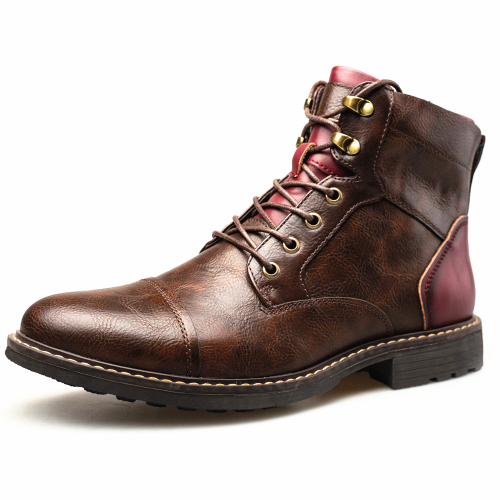 Men's Side Zip Chic Lace Up Retro Workwear Martin Boots