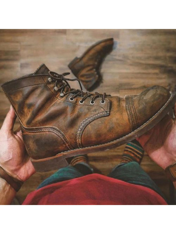 Lace-up casual brown Martin boots