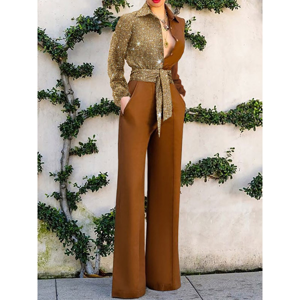 Fashion Brown Holiday Casual Jumpsuit Women - Anystylish.com 