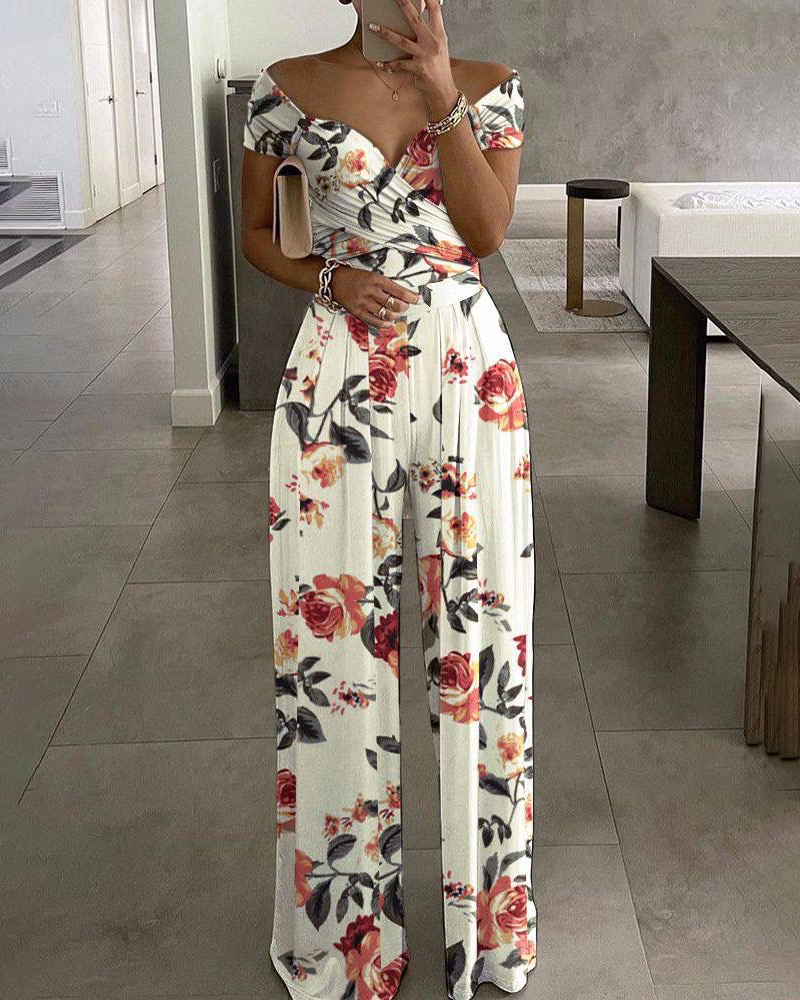 Stylish And Elegant One shoulder Printed One piece Trousers