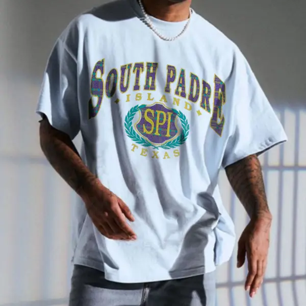 Retro Oversized SOUTH PADRE Herren T-Shirt - Faciway.com 