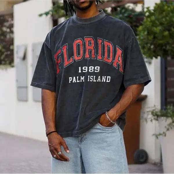 Retro Oversized FLORIDA Men's T-shirt - Veveeye.com 