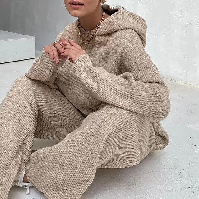 Women's Fashion Hooded Woolen Suit