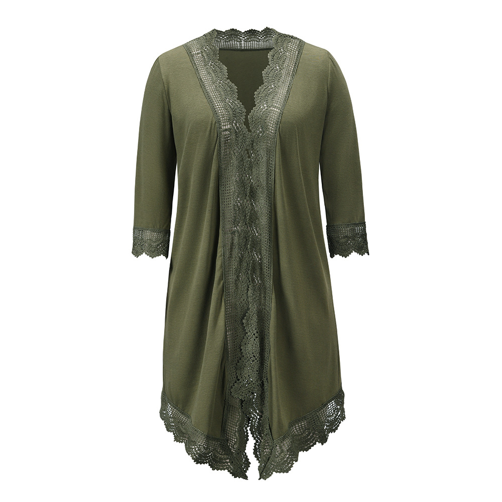 Lace Patchwork Mid Length Loose Sunscreen Cardigan