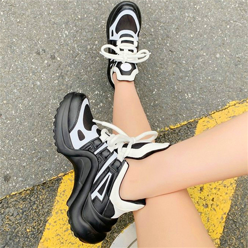 Colorblock Lace up Front Wedge Sneaker