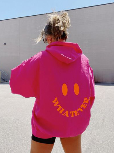 Whatever Smiley Print Women's Casual Sweatshirt