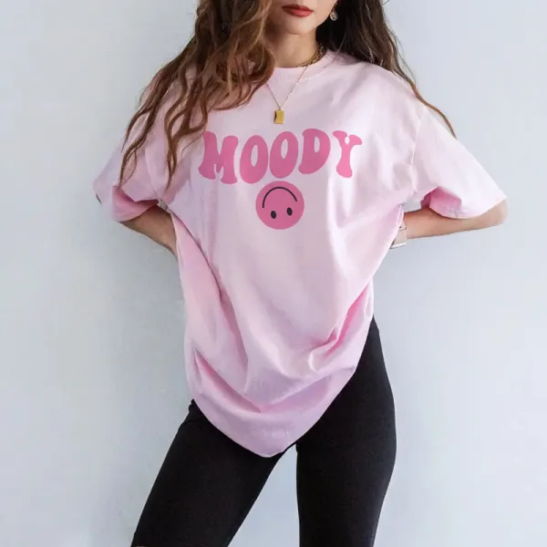 Moody Happy Face T-shirt - Ootdyouth.com 
