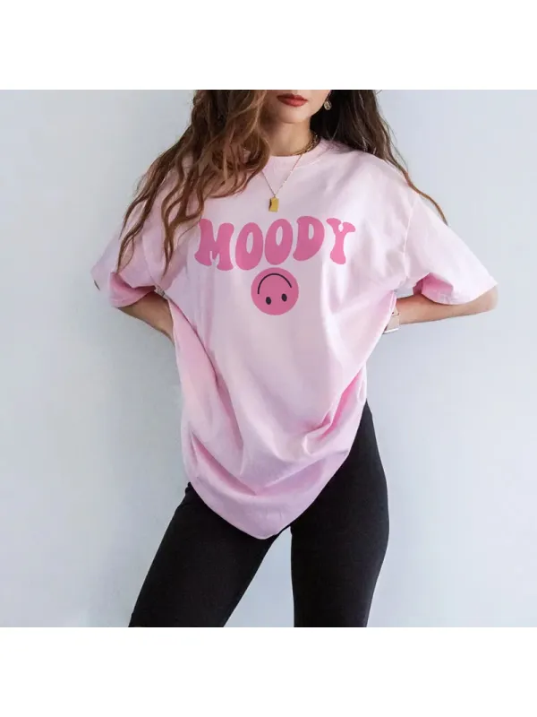 Moody Happy Face T-shirt - Timetomy.com 