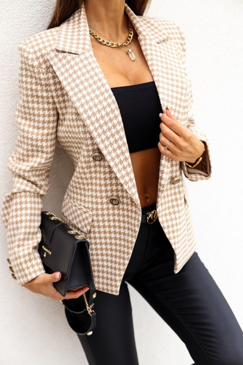 New Long Sleeve Suit Plaid Double Breasted Suit