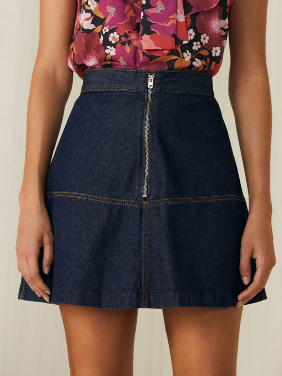 A line Skirt With Solid Zipper