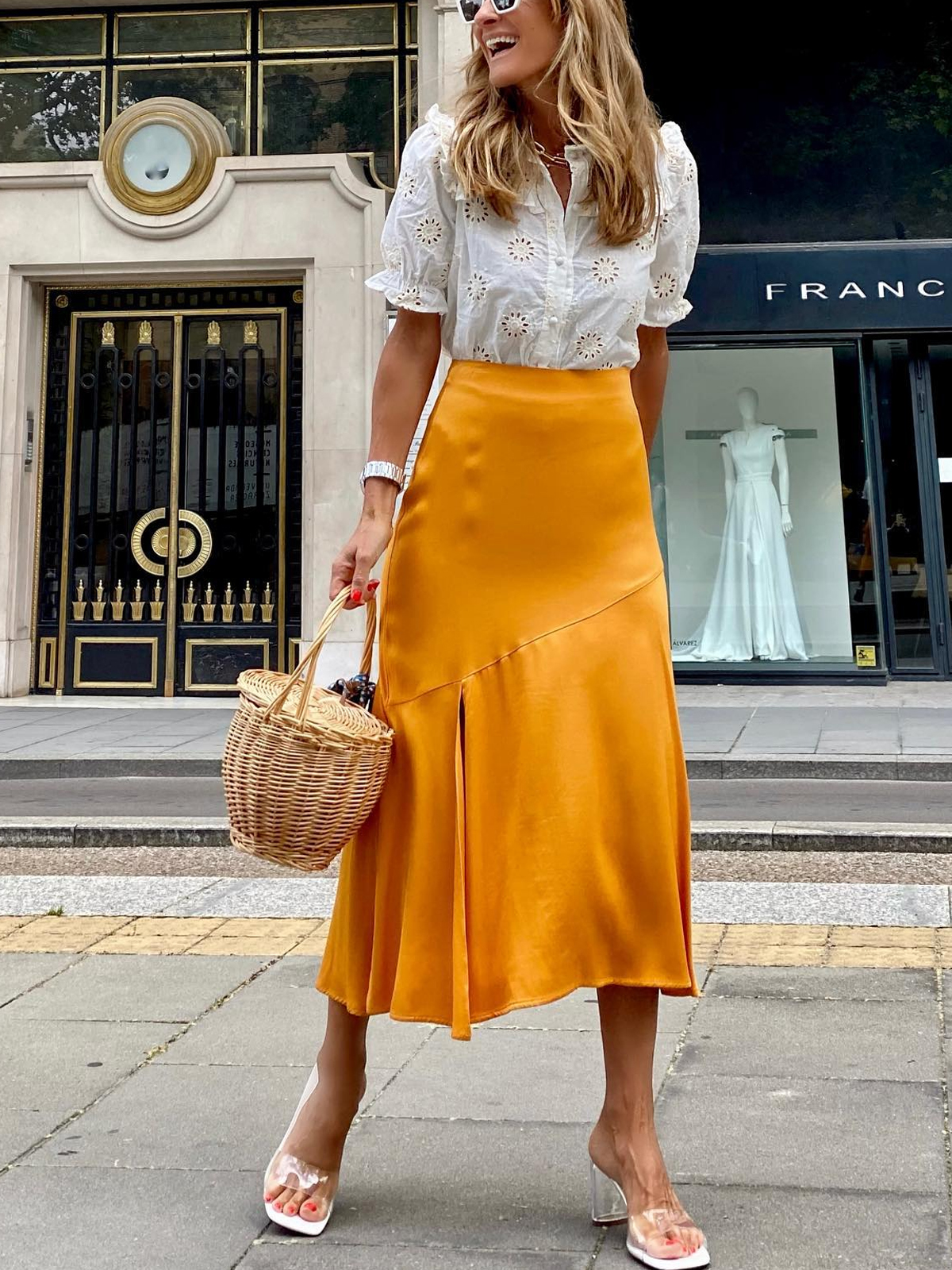 Satin Split Skirt