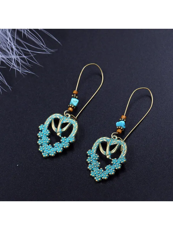 Vintage Round Turquoise Ethnic Earrings - Machoup.com 