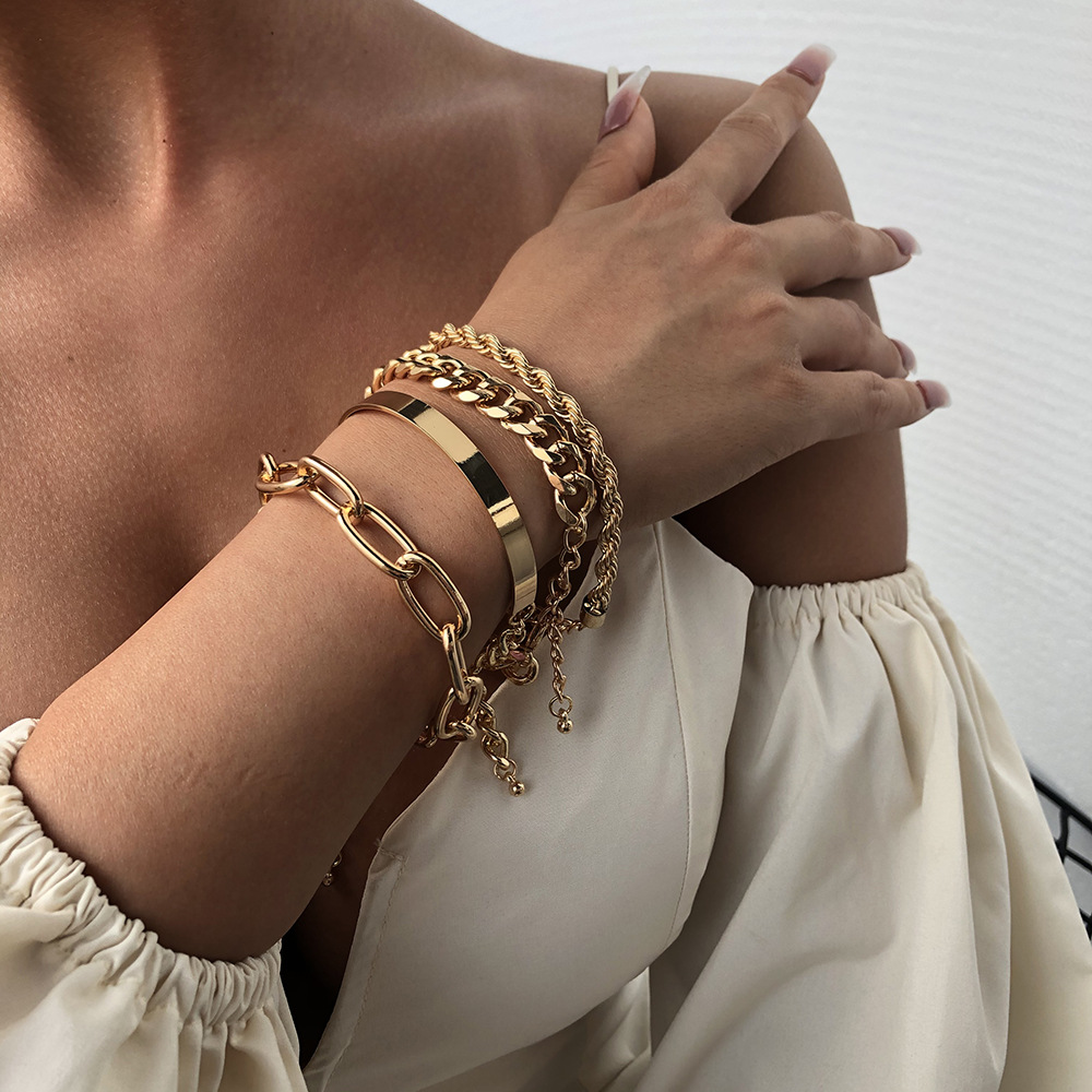 Alloy Thick Chain Multi layer Bracelet