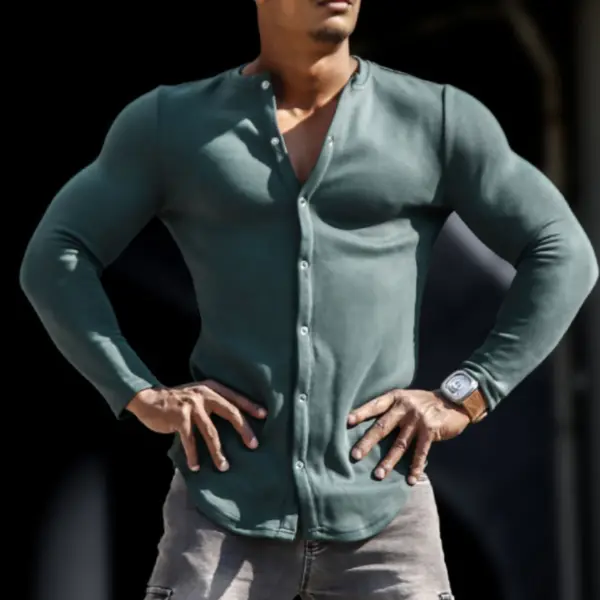 Men's Basic Long Sleeve Top Cardigan - Nikiluwa.com 
