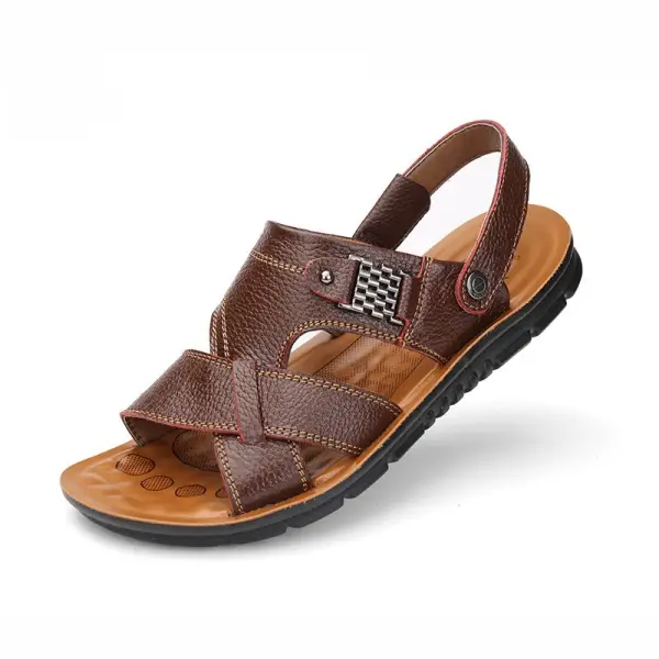 Men's Genuine Leather Soft Sandals - Anurvogel.com 