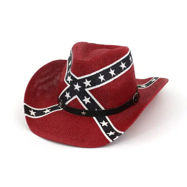 American Flag Vintage Western Cowboy Straw Hat - Sanhive.com 