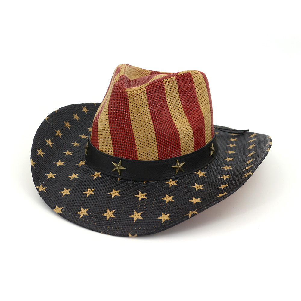 American Flag Vintage Western Chic Cowboy Straw Hat