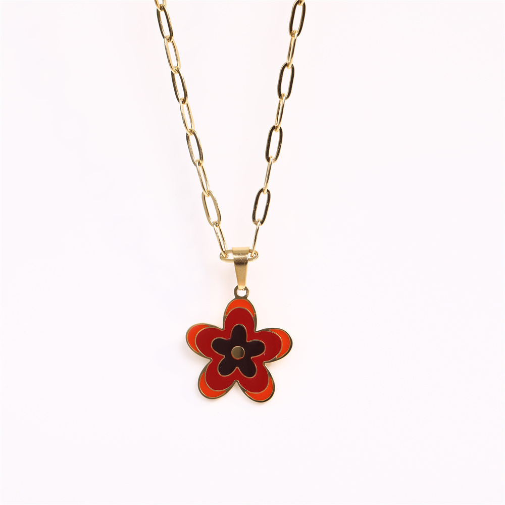 Four color Flower Pendant Necklace
