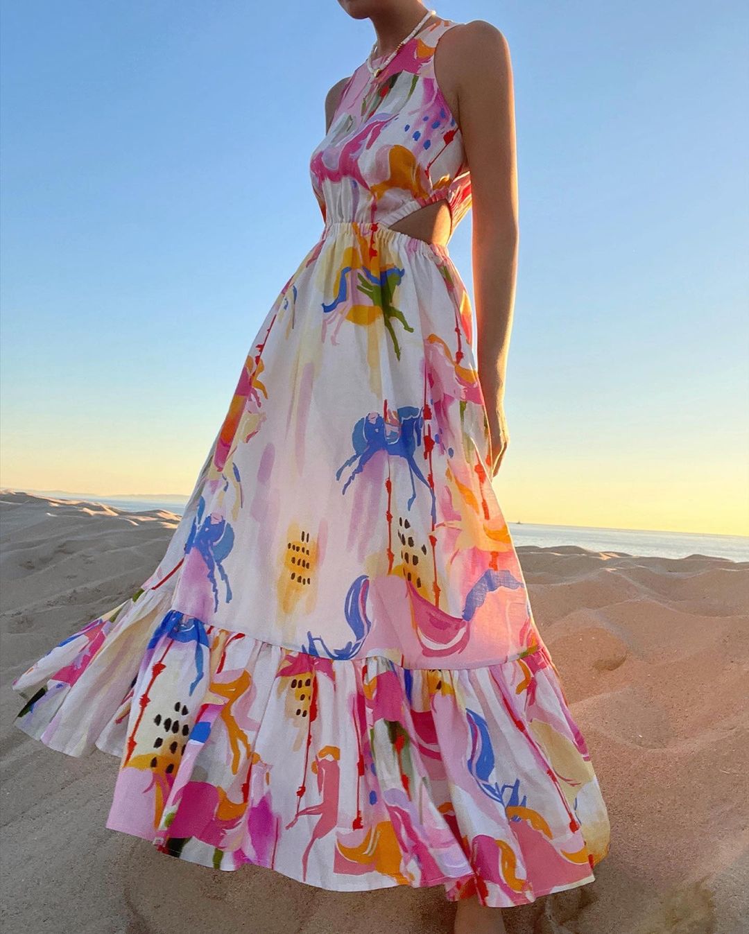 Women Vacation Floral Beach Dress