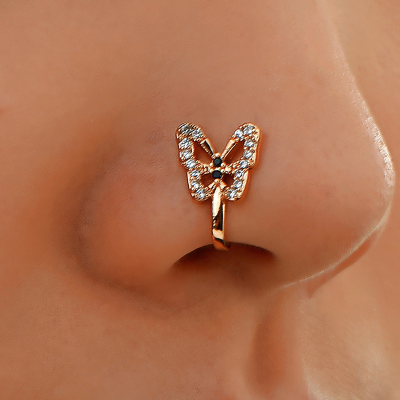 Diamond Butterfly False Nose Ring