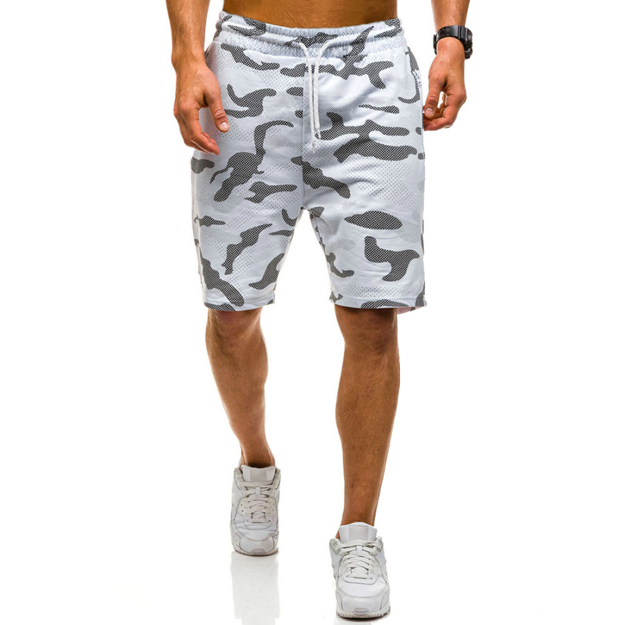 

Men's Casual Camouflage Lace-Up Loose Straight Fit Sports Shorts