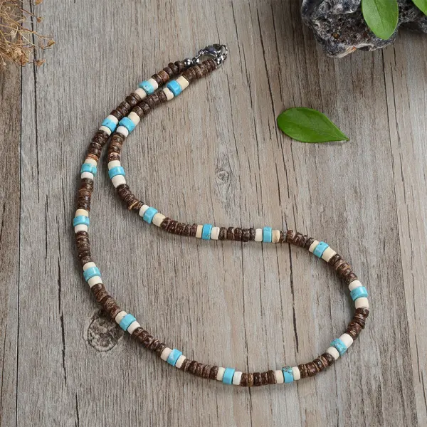 Coconut Shell Turquoise Necklace - Villagenice.com 