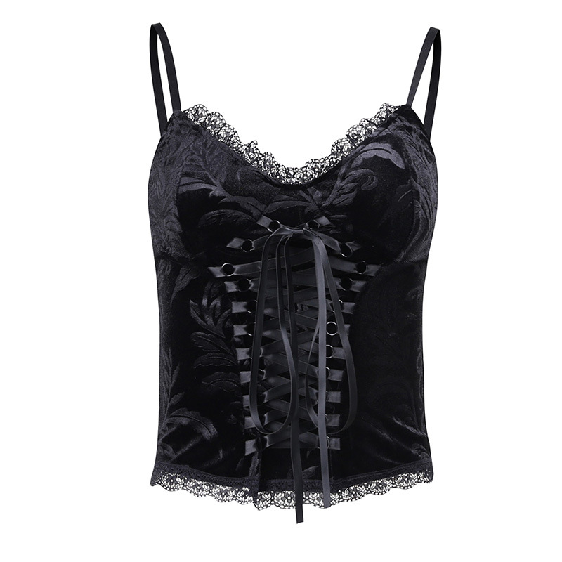 Women's Sexy Lace Tie Tank Gothic Top