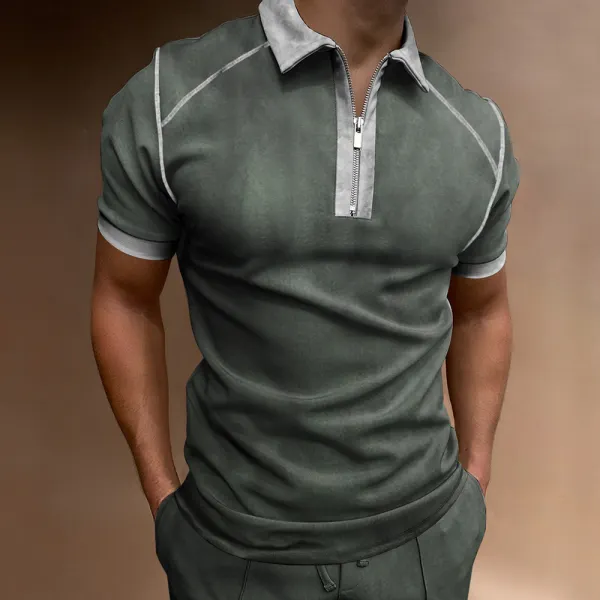 Men's Outdoor Vintage Contrasting Colors Sport PoLo Neck T-Shirt - Nikiluwa.com 