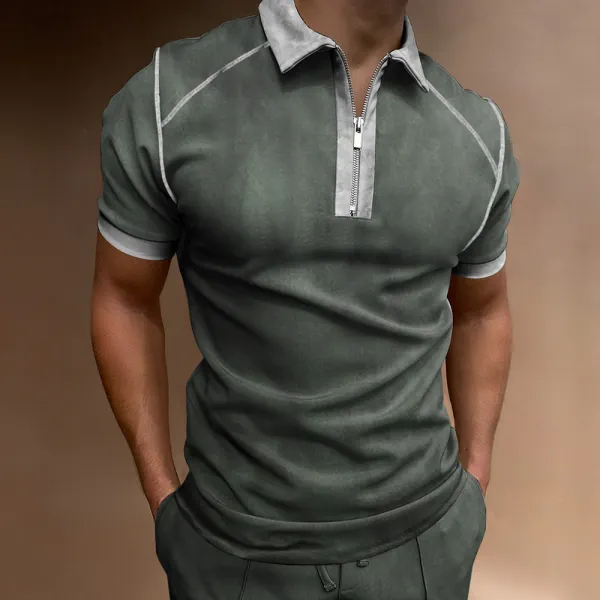 Men's Outdoor Vintage Contrasting Colors Sport PoLo Neck T-Shirt - Ootdyouth.com 